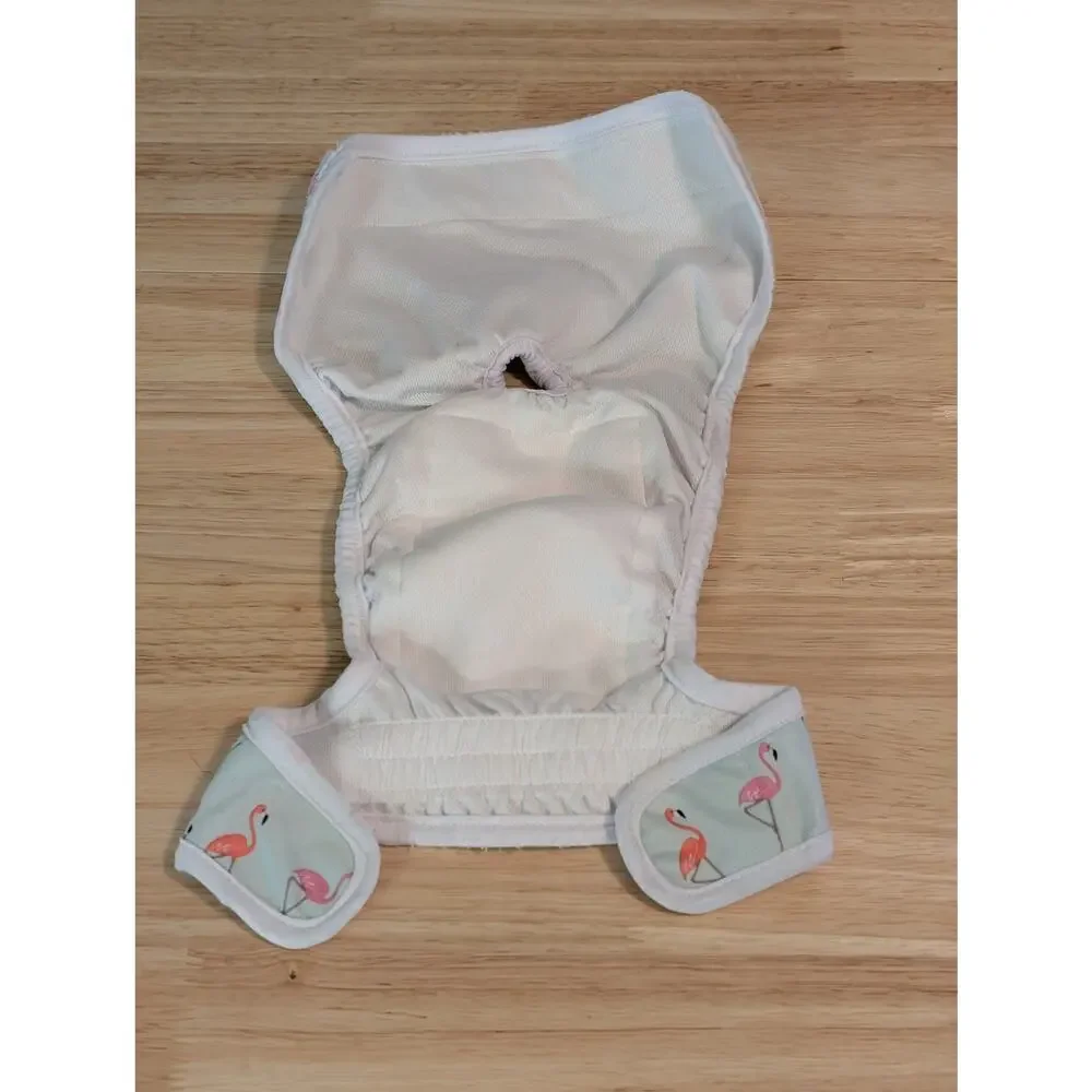 Pet Magasin Super Absorbent Washable Reusable Flamingo Patterned Dog Diaper SZ M